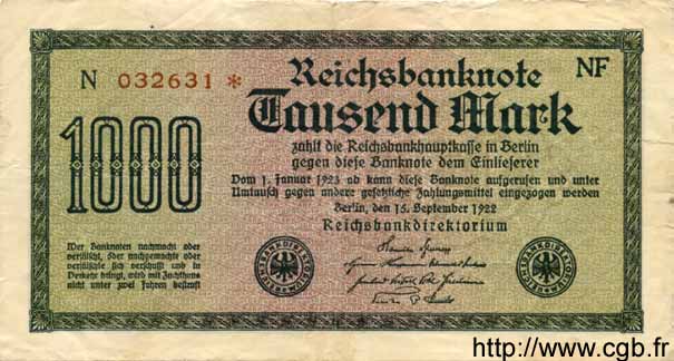 1000 Mark GERMANIA  1922 P.076c MB