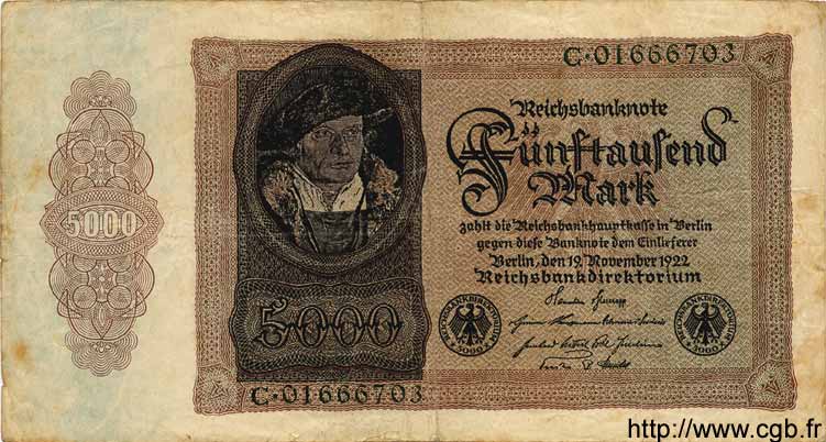 5000 Mark GERMANIA  1922 P.078 MB