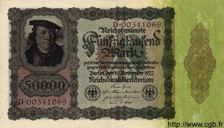 50000 Mark GERMANY  1922 P.080 VF