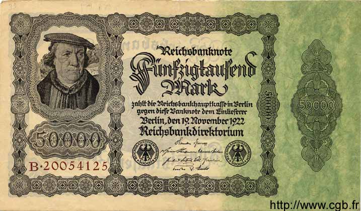 50000 Mark GERMANY  1922 P.079 VF
