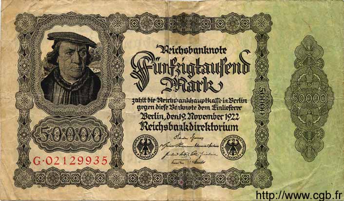 50000 Mark GERMANIA  1922 P.079 B