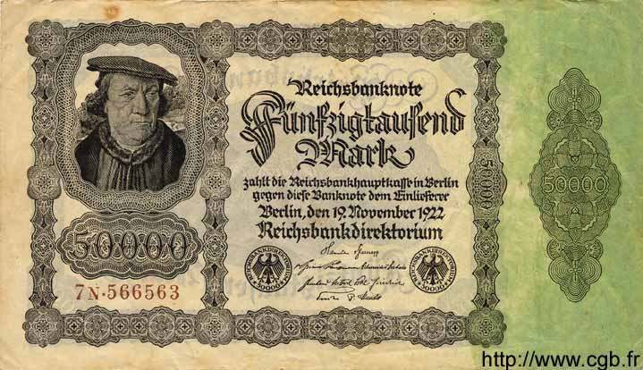 50000 Mark GERMANY  1922 P.079 VF