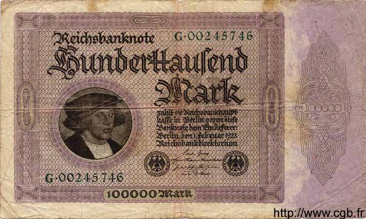 100000 Mark DEUTSCHLAND  1923 P.083a SGE