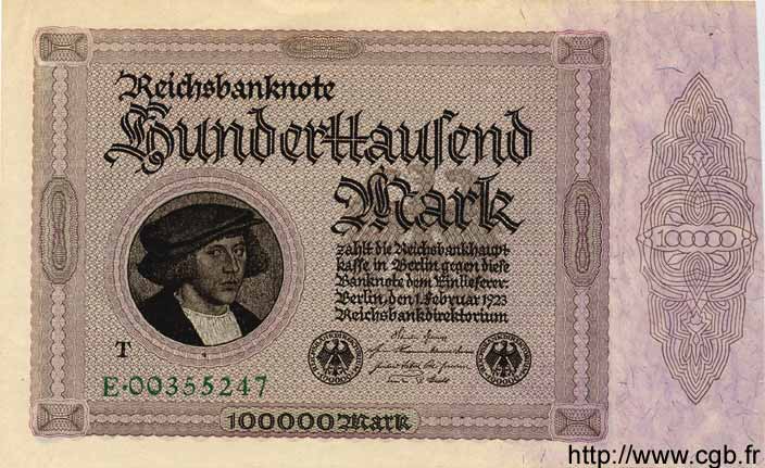 100000 Mark GERMANY  1923 P.083c AU