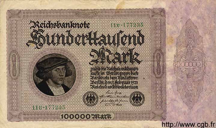 100000 Mark GERMANIA  1923 P.083var BB
