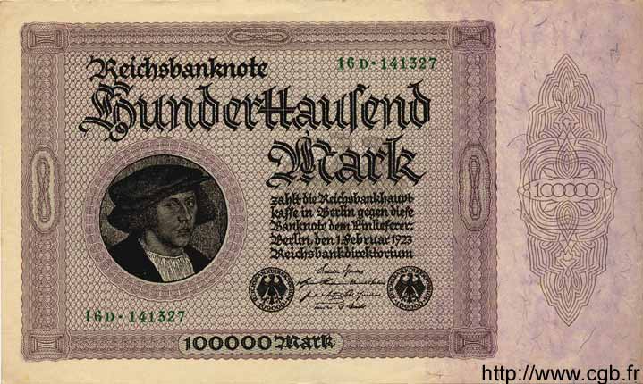 100000 Mark GERMANIA  1923 P.083var q.SPL