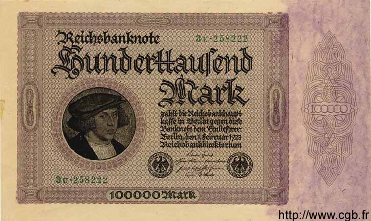 100000 Mark GERMANY  1923 P.083var AU