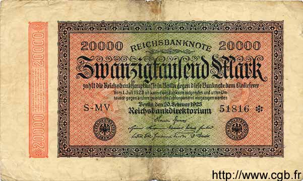20000 Mark GERMANIA  1923 P.085a q.MB