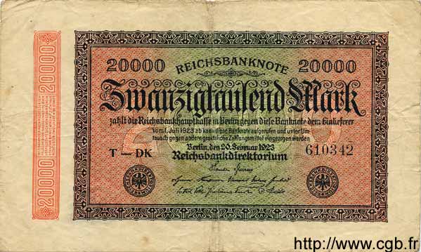 20000 Mark GERMANY  1923 P.085a G