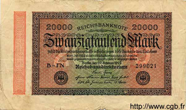 20000 Mark GERMANY  1923 P.085b G