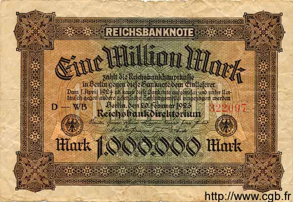 1 Million Mark DEUTSCHLAND  1923 P.086a SGE