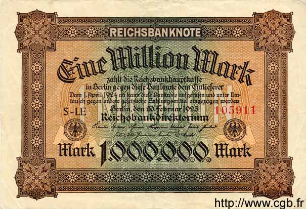 1 Million Mark GERMANY  1923 P.086a VF
