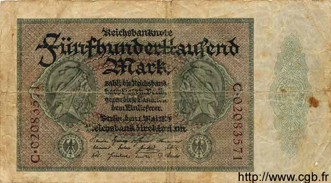 500000 Mark GERMANY  1923 P.088a G