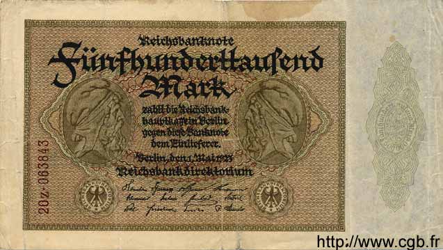 500000 Mark GERMANIA  1923 P.088b q.MB
