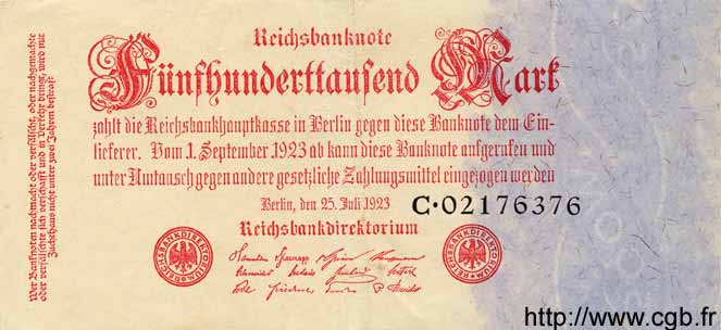 500000 Mark GERMANIA  1923 P.092 q.SPL