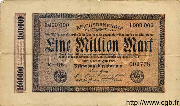 1 Million Mark GERMANIA  1923 P.093 B