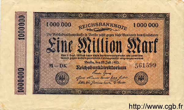 1 Million Mark DEUTSCHLAND  1923 P.093 SS