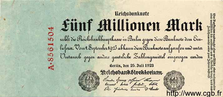 5 Millionen Mark GERMANIA  1923 P.095 BB
