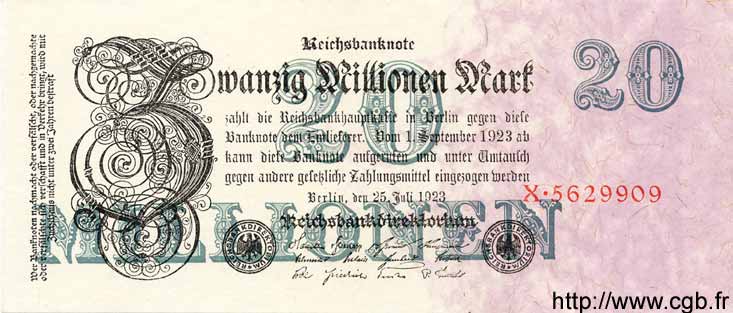 20 Millionen Mark GERMANY  1923 P.097a UNC