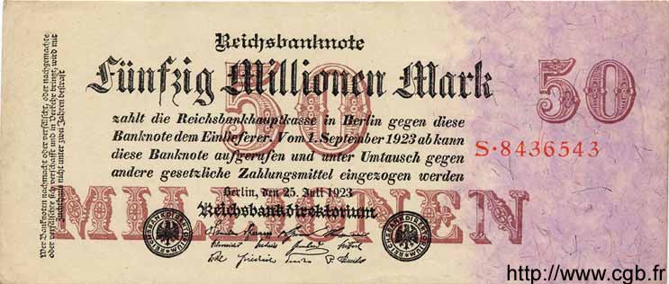 50 Millionen Mark DEUTSCHLAND  1923 P.109 SS to VZ
