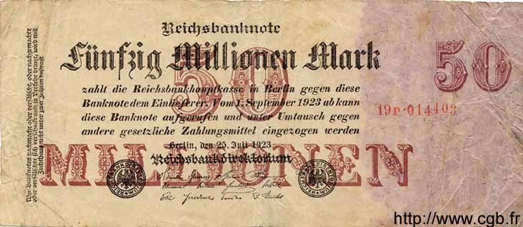50 Millionen Mark GERMANIA  1923 P.109 B
