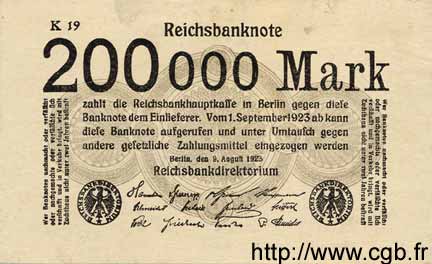 200000 Mark DEUTSCHLAND  1923 P.100 VZ