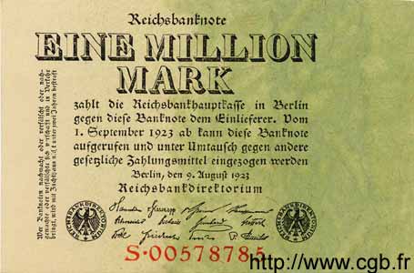 1 Million Mark GERMANY  1923 P.101 UNC-