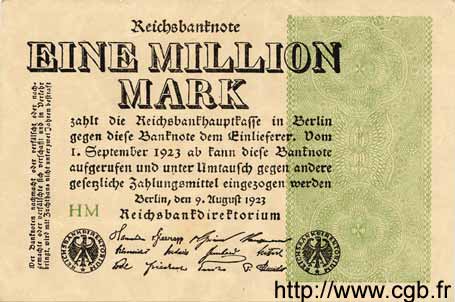 1 Million Mark GERMANIA  1923 P.102a SPL