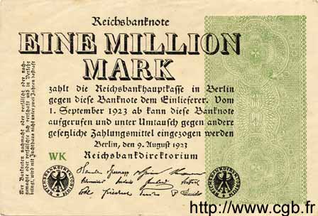 1 Million Mark GERMANY  1923 P.102a AU