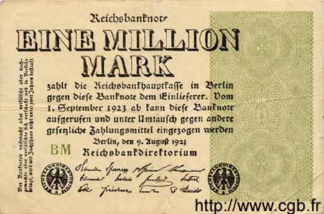 1 Million Mark GERMANY  1923 P.102c F