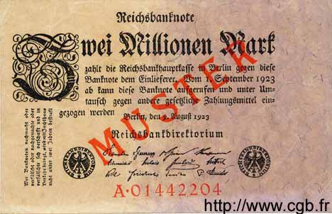 2 Millions Mark Spécimen GERMANY  1923 P.103s VF