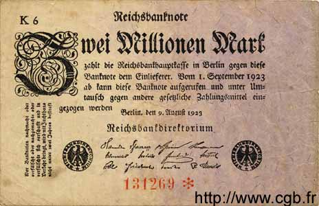 2 Millionen Mark GERMANY  1923 P.103 VG