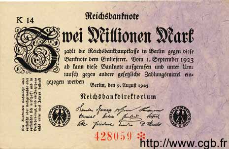 2 Millionen Mark GERMANIA  1923 P.103 q.SPL