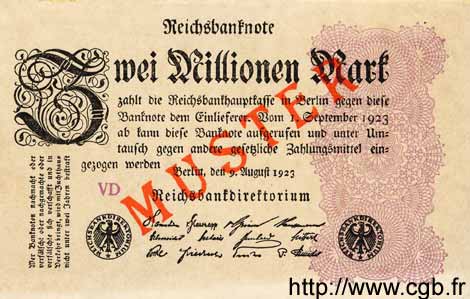 2 Millionen Mark Spécimen GERMANY  1923 P.104bs AU