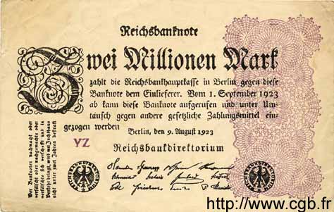 2 Millionen Mark DEUTSCHLAND  1923 P.104b SS