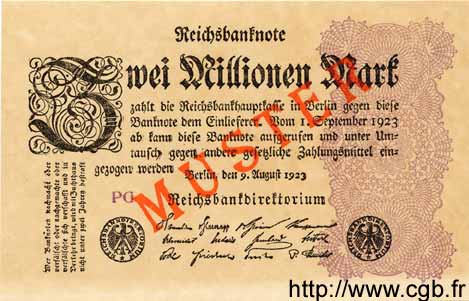 2 Millionen Mark Spécimen GERMANY  1923 P.104cs UNC