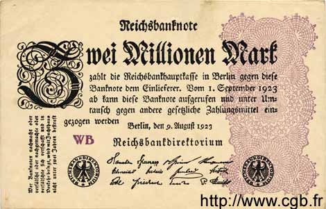 2 Millionen Mark GERMANY  1923 P.104c VF