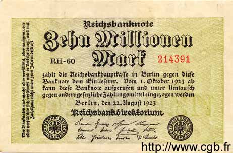 10 Millionen Mark GERMANIA  1923 P.106a SPL