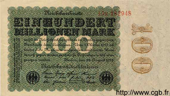 100 Millionen Mark GERMANIA  1923 P.107a SPL