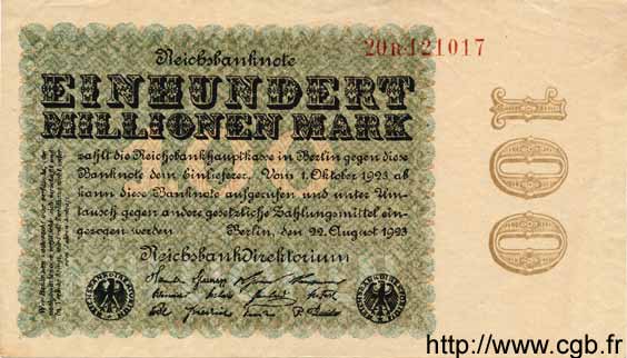 100 Millionen Mark ALEMANIA  1923 P.107c EBC