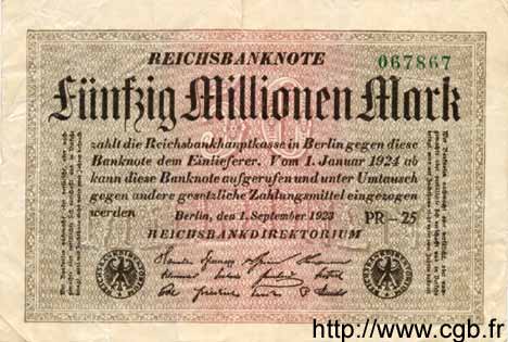 50 Millionen Mark GERMANIA  1923 P.109b MB