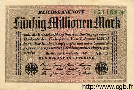 50 Millionen Mark GERMANIA  1923 P.109f BB