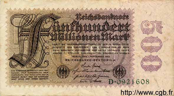 500 Millionen Mark GERMANY  1923 P.110a F