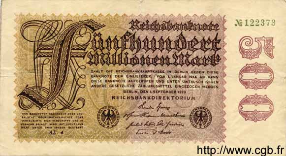 500 Millionen Mark GERMANY  1923 P.110d VF