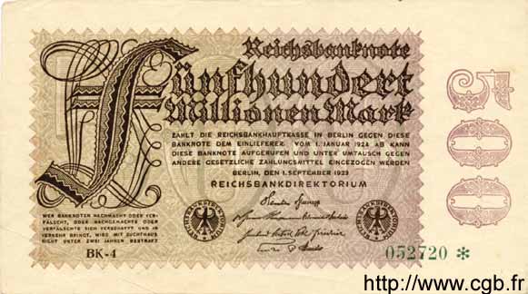 500 Millionen Mark GERMANIA  1923 P.110f q.AU