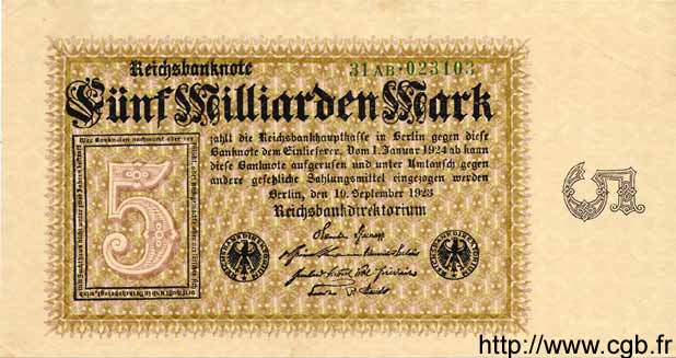 5 Milliarden Mark GERMANIA  1923 P.115b q.SPL