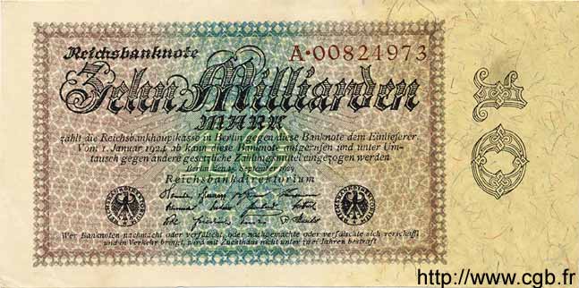 10 Milliarden Mark GERMANY  1923 P.116a AU