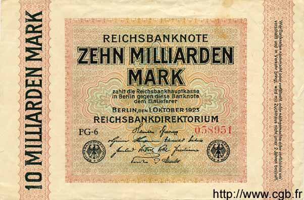 10 Milliarden Mark GERMANY  1923 P.117a XF