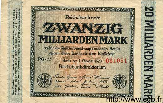 20 Milliarden Mark DEUTSCHLAND  1923 P.118a S