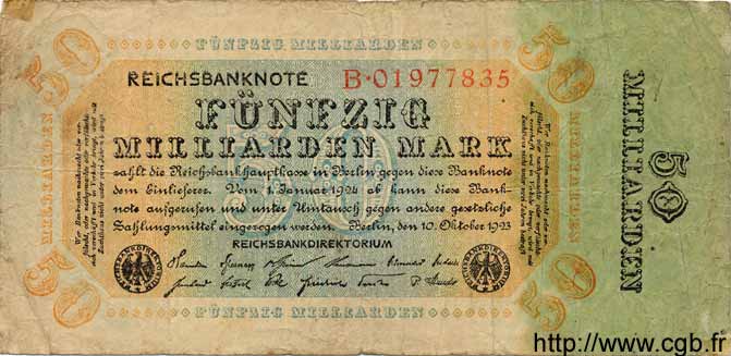 50 Milliarden Mark GERMANY  1923 P.119 G